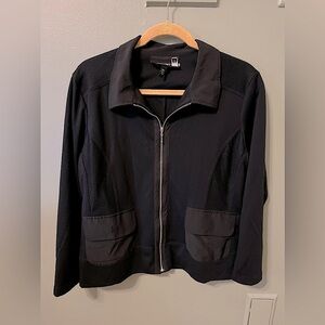 Antthony Originals black mixed texture zip up jacket size petite medium black